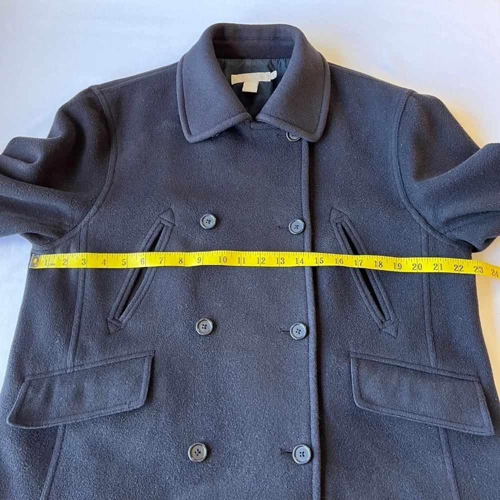 *FIRM PRICE* J. Crew Wool Cashmere Blend Cropped Pea Coat Navy sz L - Picture 3 of 13